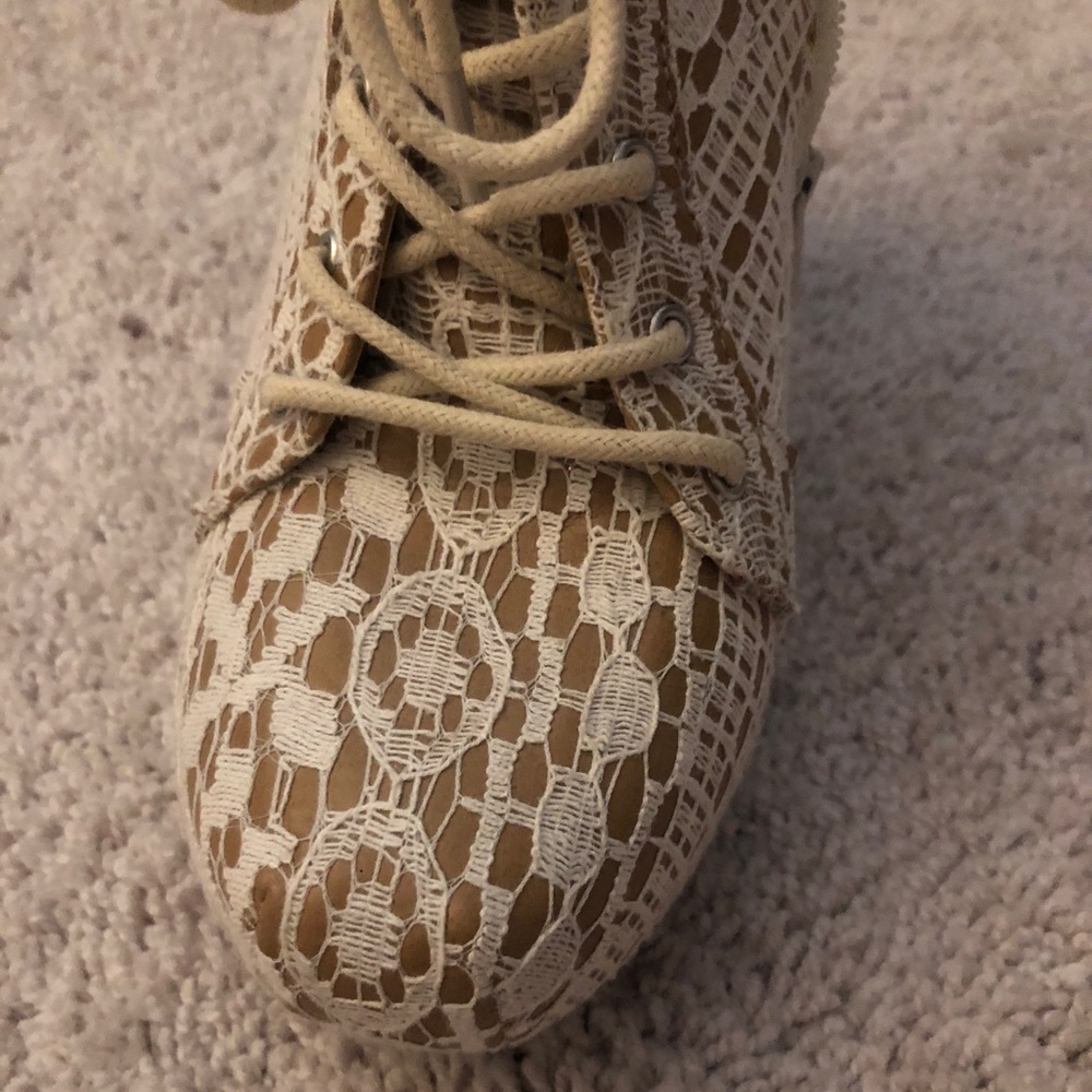 Crochet Lace Faux Leather Booties - Picture 12 of 13